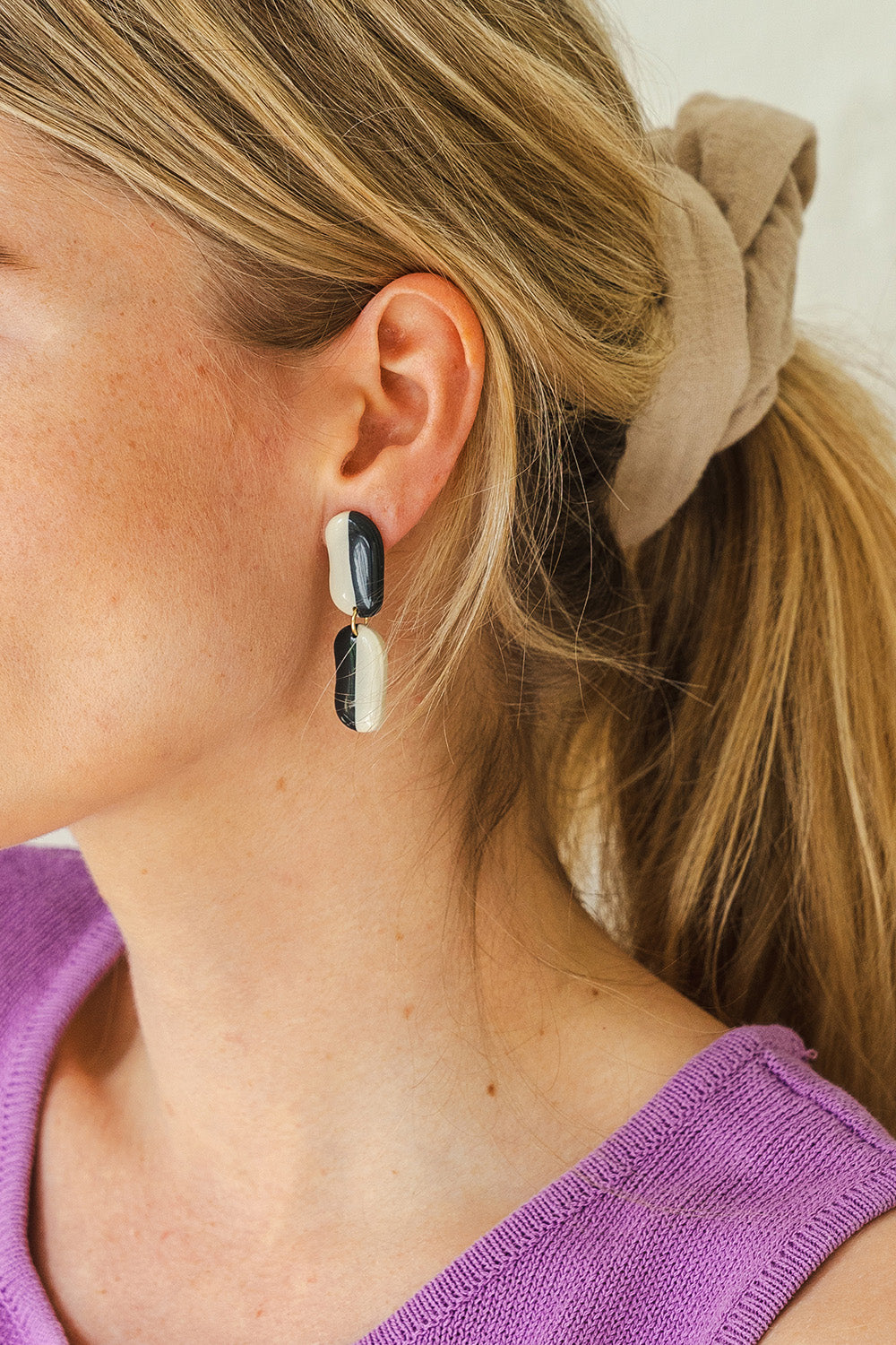 Earrings Florence - Anthracite / Ivory