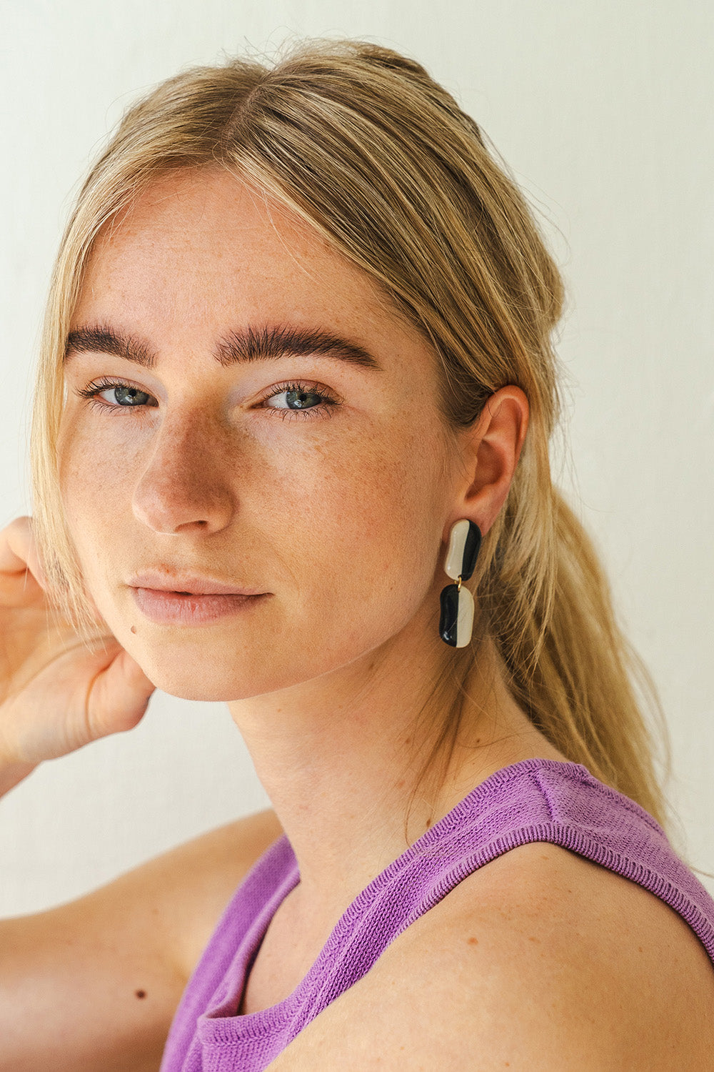 Earrings Florence - Anthracite / Ivory