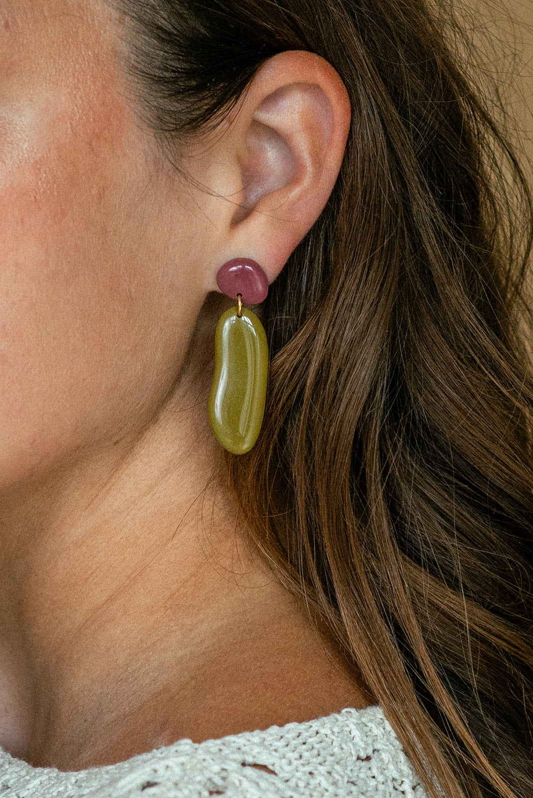 Earrings Nora - Mauve / Moss