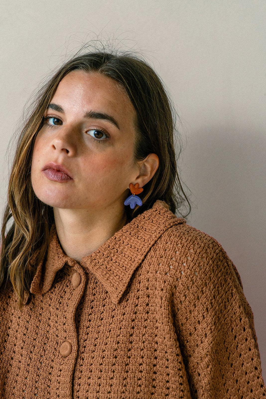 Earrings Frances - Amber / Blueberry
