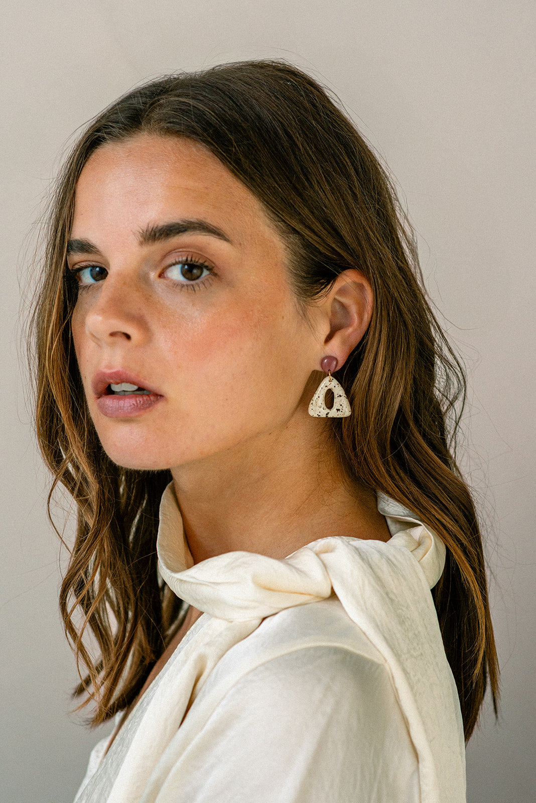 Earrings Nova - Mauve / Ivory