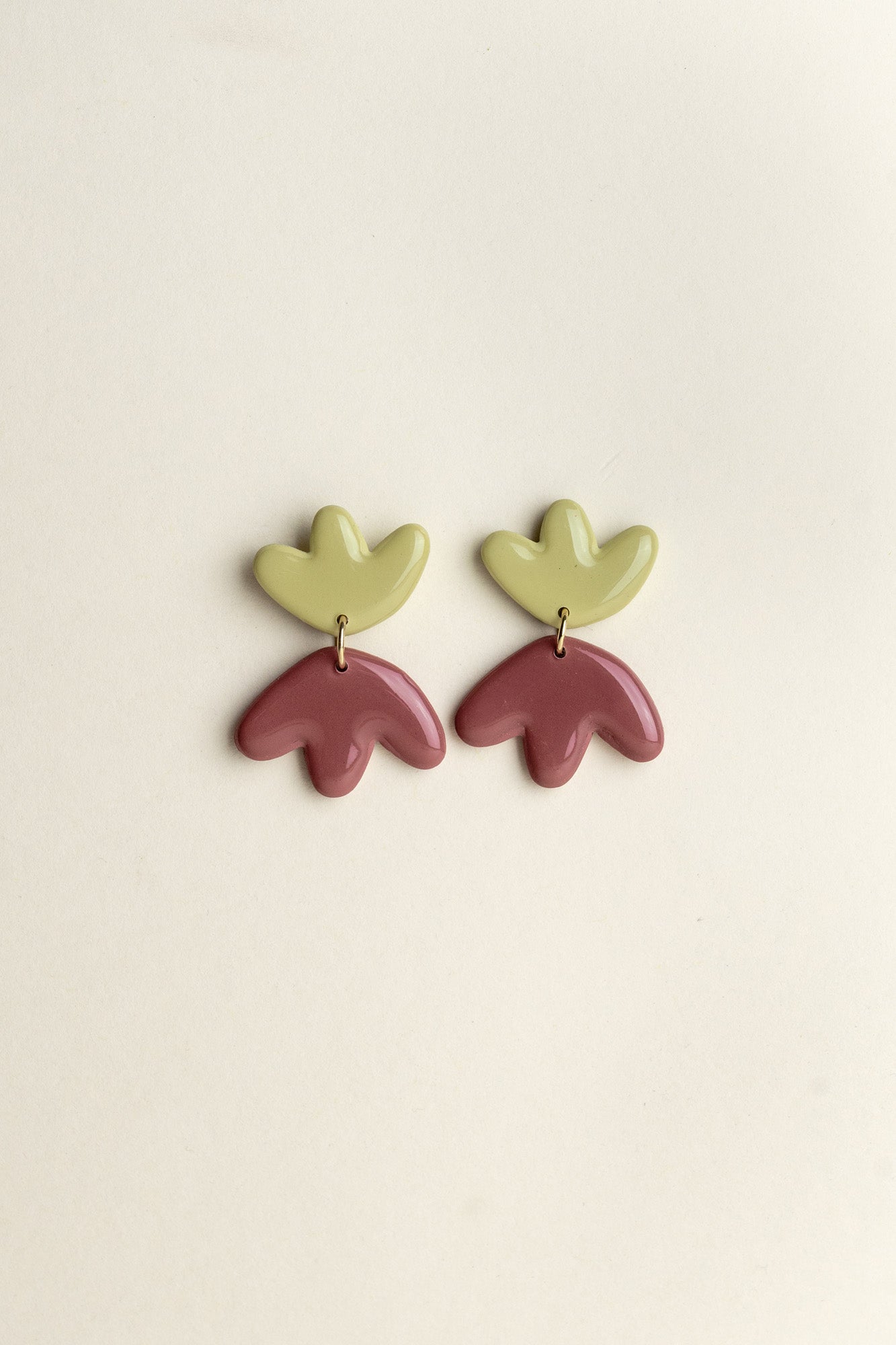 Earrings Frances - Avocado / Mauve