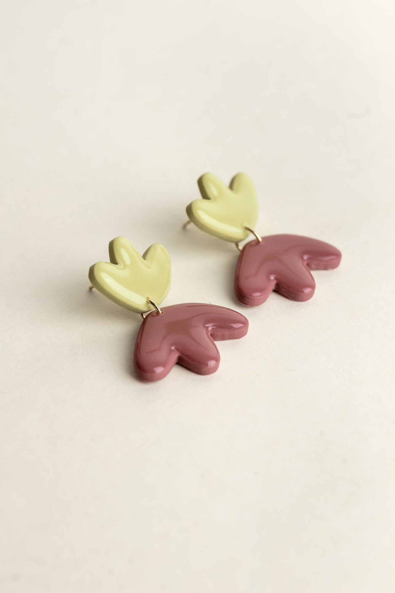 Earrings Frances - Avocado / Mauve