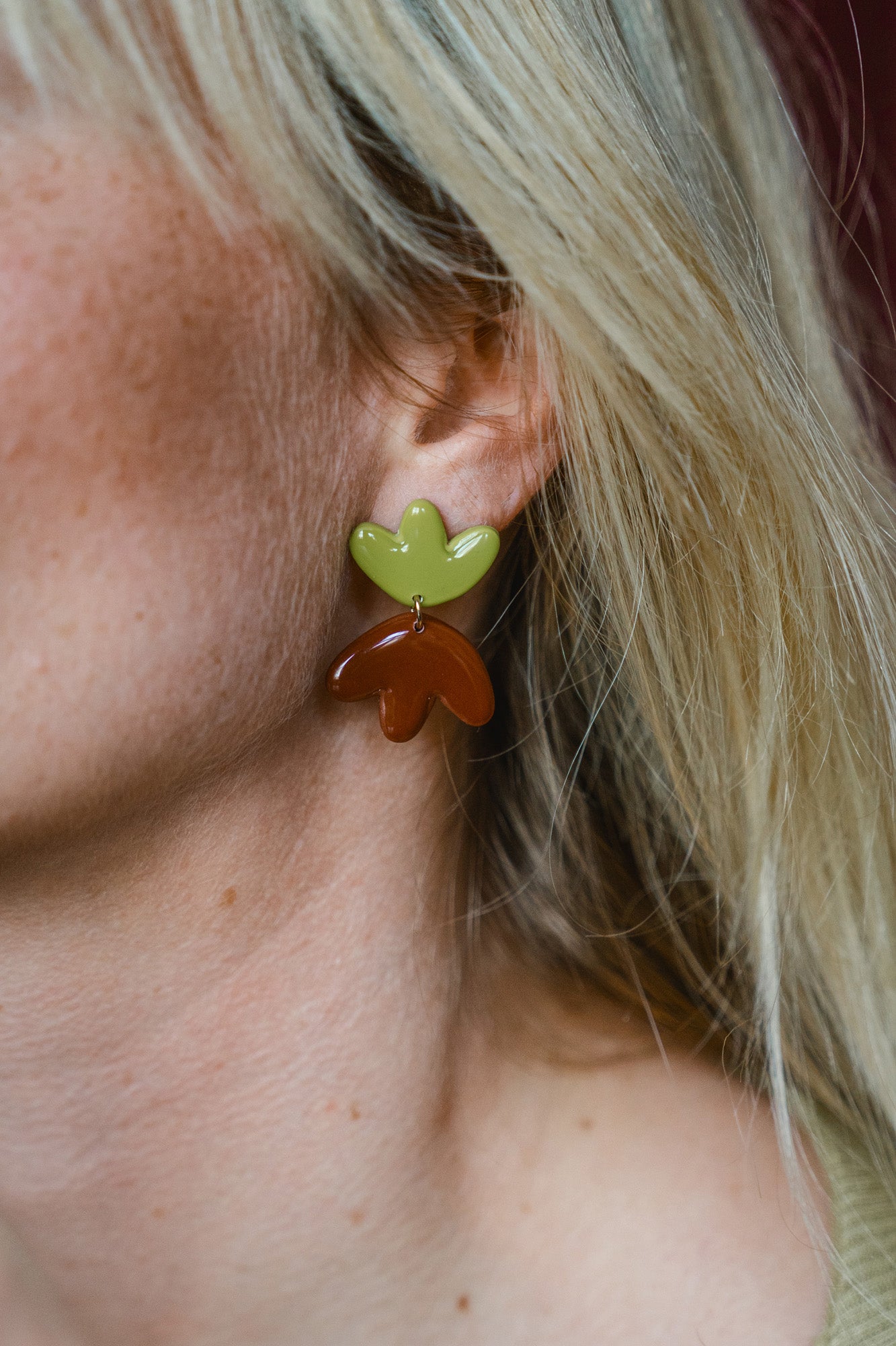 Earrings Frances - Pistache / Burgundy