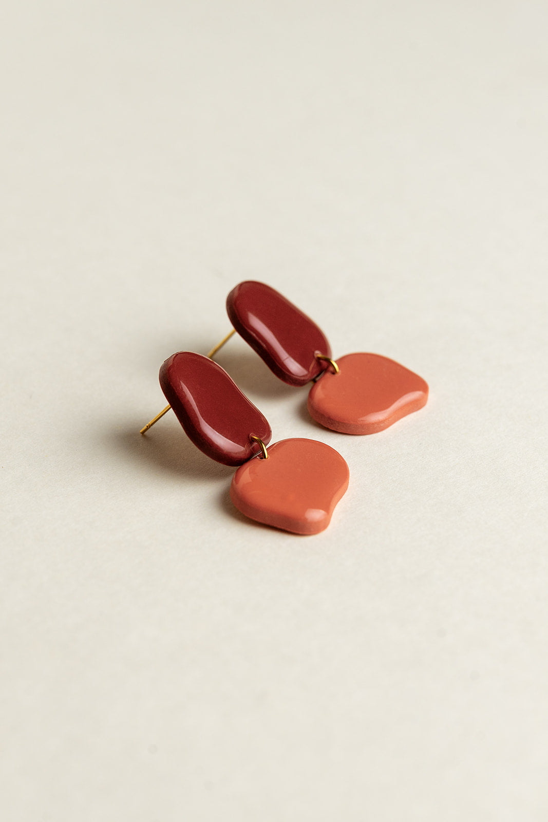 Earrings Lena - Burgundy / Coral