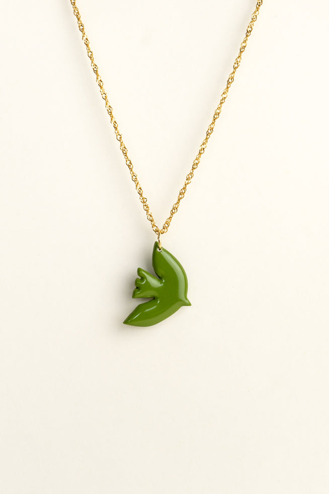 Bird Pendant Paloma - Olive green
