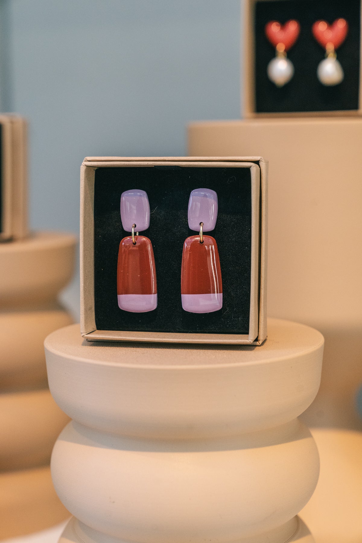 Earrings Juna - Burgundy / Lavender