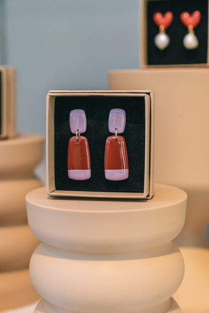 Earrings Juna - Burgundy / Lavender