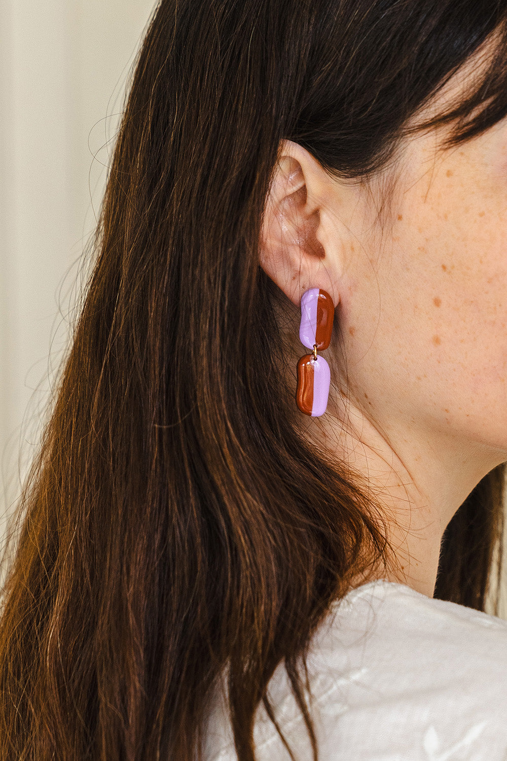 Earrings Florence - Lilac / Caramel
