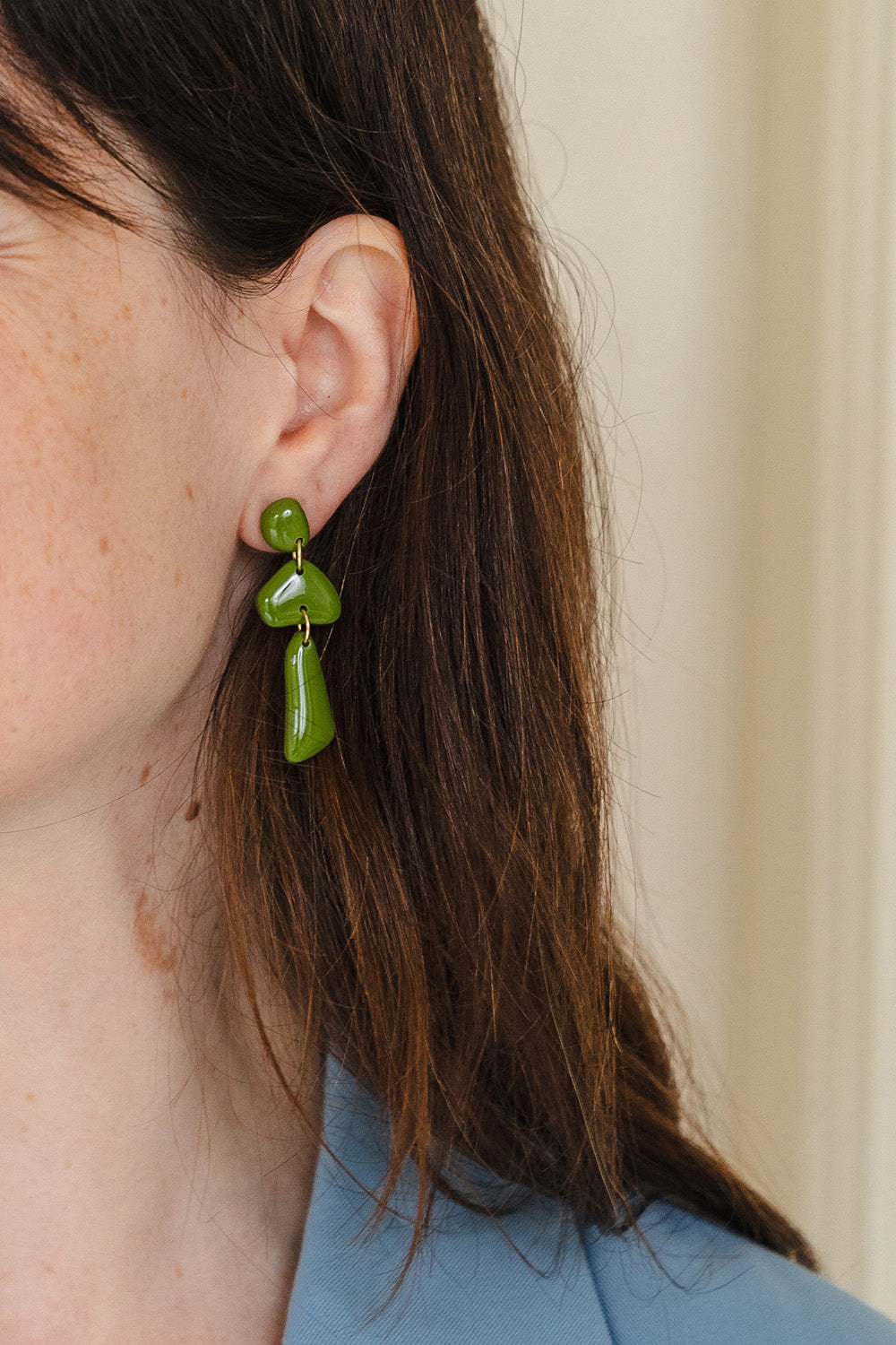 Earrings Luna - Olive green