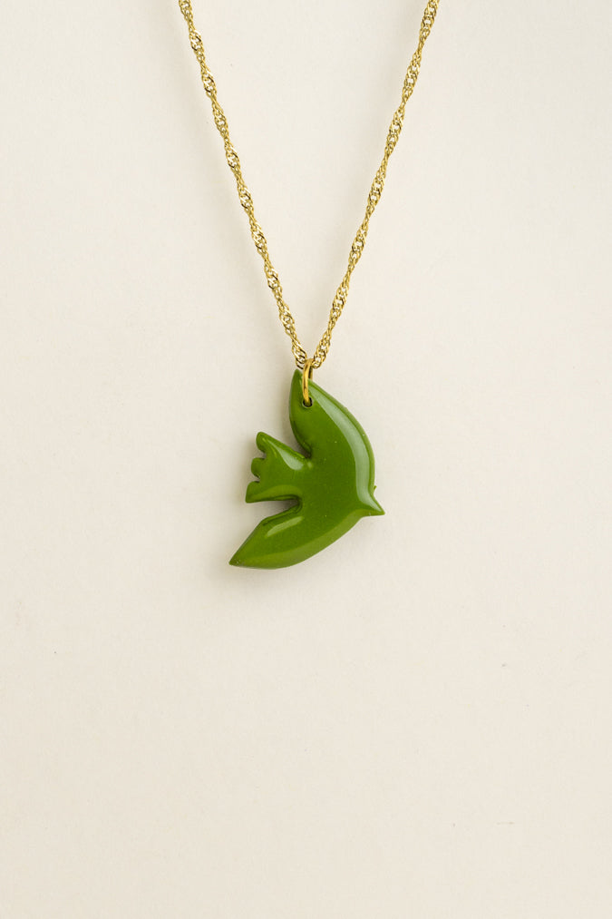 Bird Pendant Paloma - Olive