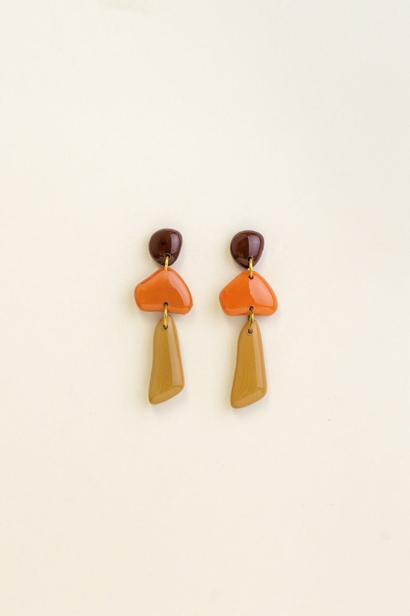 Earrings Luna - Brown / Tangerine / Mustard