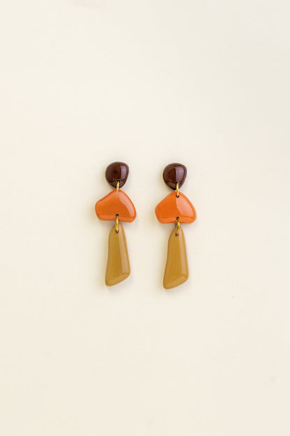 Earrings Luna - Brown / Tangerine / Mustard