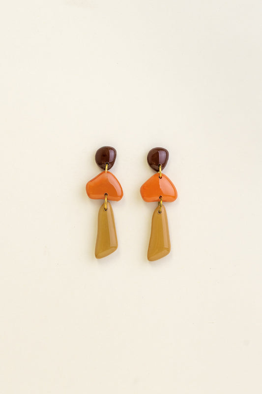 Earrings Luna - Brown / Tangerine / Mustard