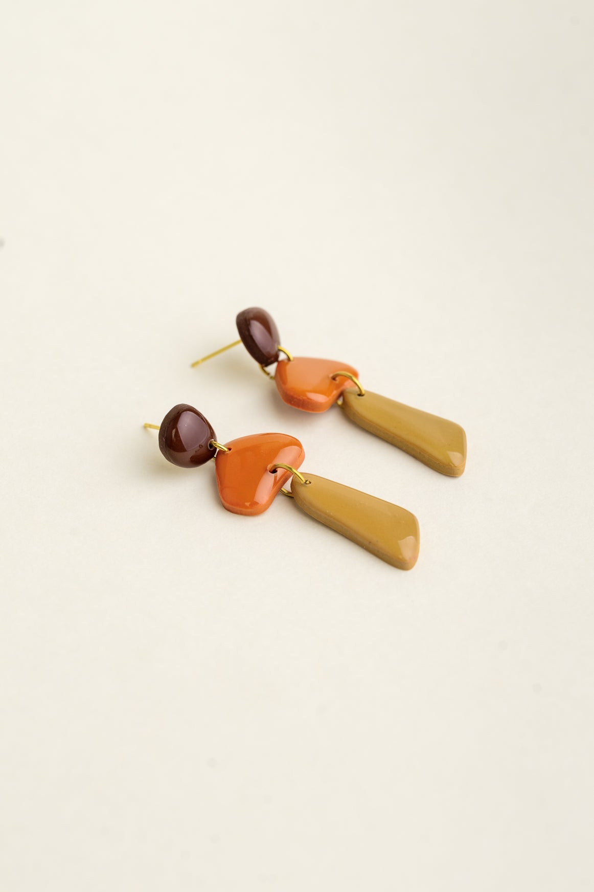Earrings Luna - Brown / Tangerine / Mustard