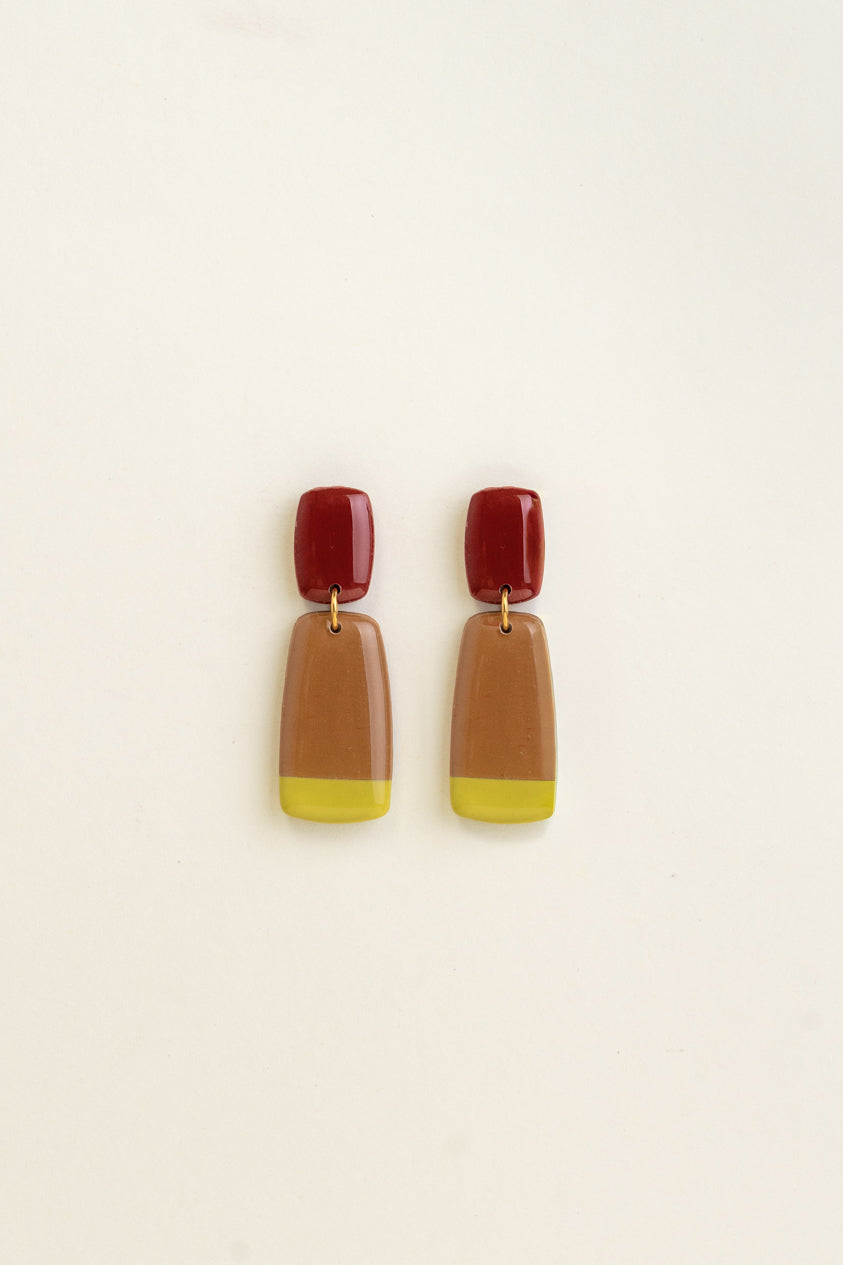 Earrings Juna - Burgundy / Cinnamon / Lime
