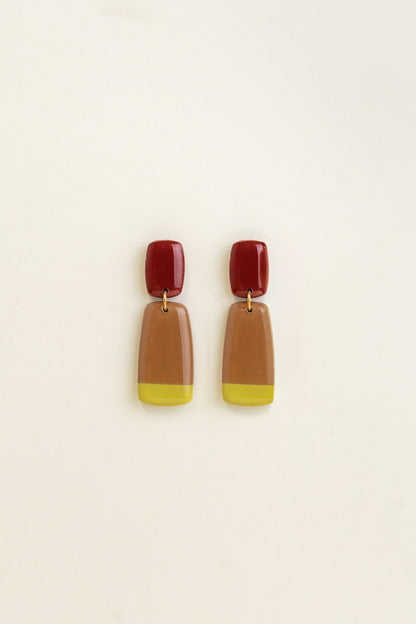 Earrings Juna - Burgundy / Cinnamon / Lime