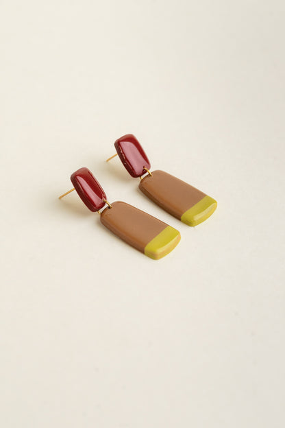 Earrings Juna - Burgundy / Cinnamon / Lime