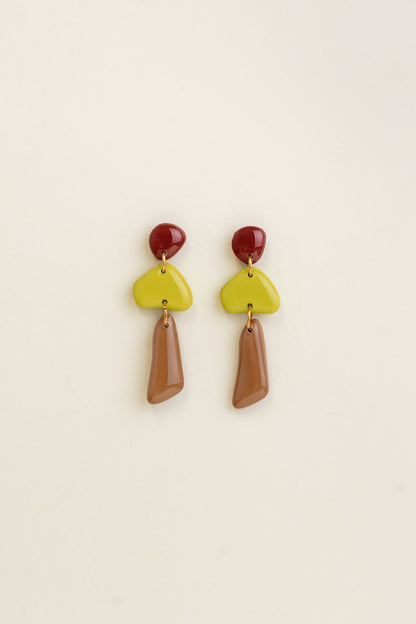 Earrings Luna - Burgundy / Lime / Cinnamon