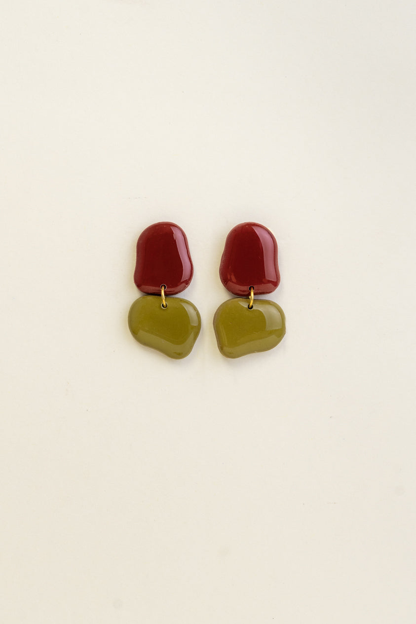 Earrings Lena - Burgundy / Moss