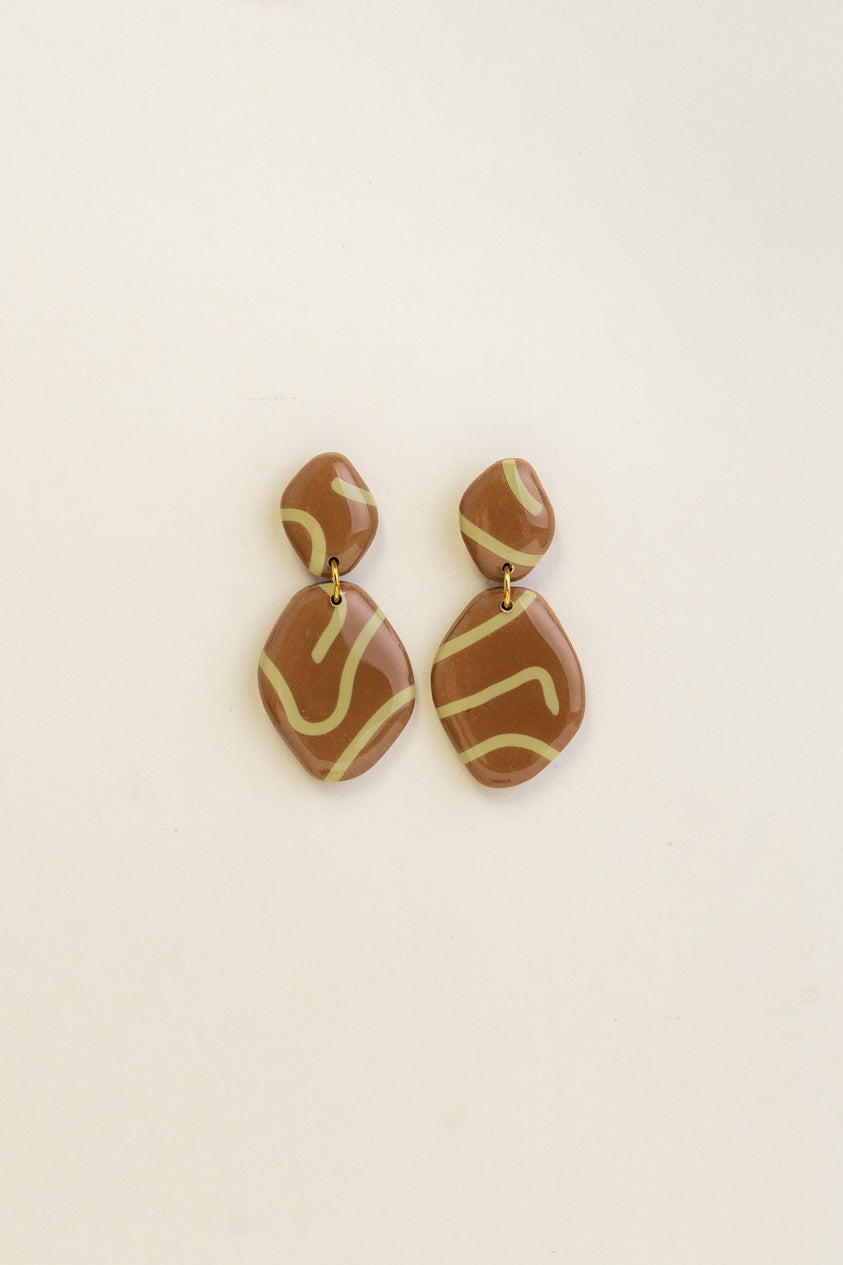 Earrings Alma - Cinnamon / Avocado
