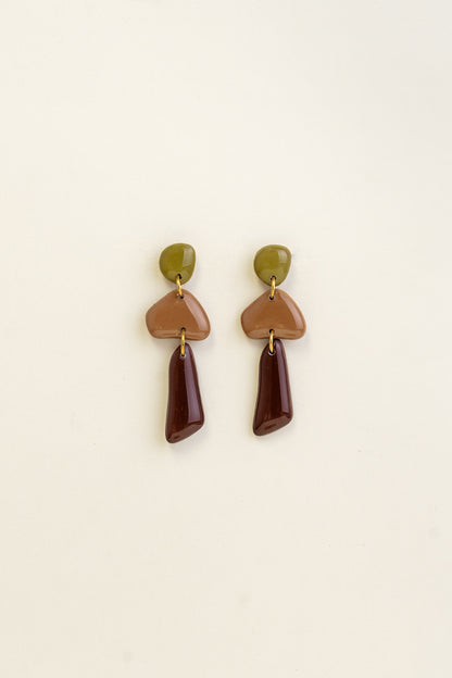 Earrings Luna - Moss / Cinnamon / Brown