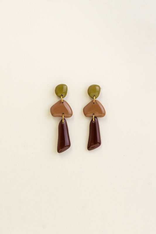 Earrings Luna - Moss / Cinnamon / Brown