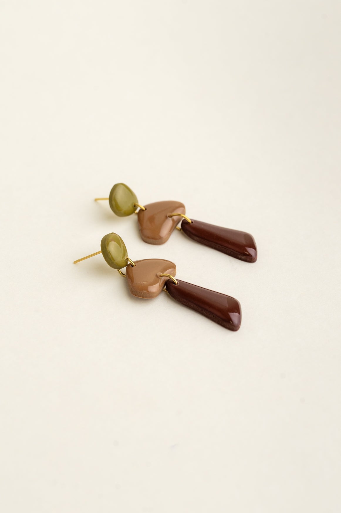 Earrings Luna - Moss / Cinnamon / Brown