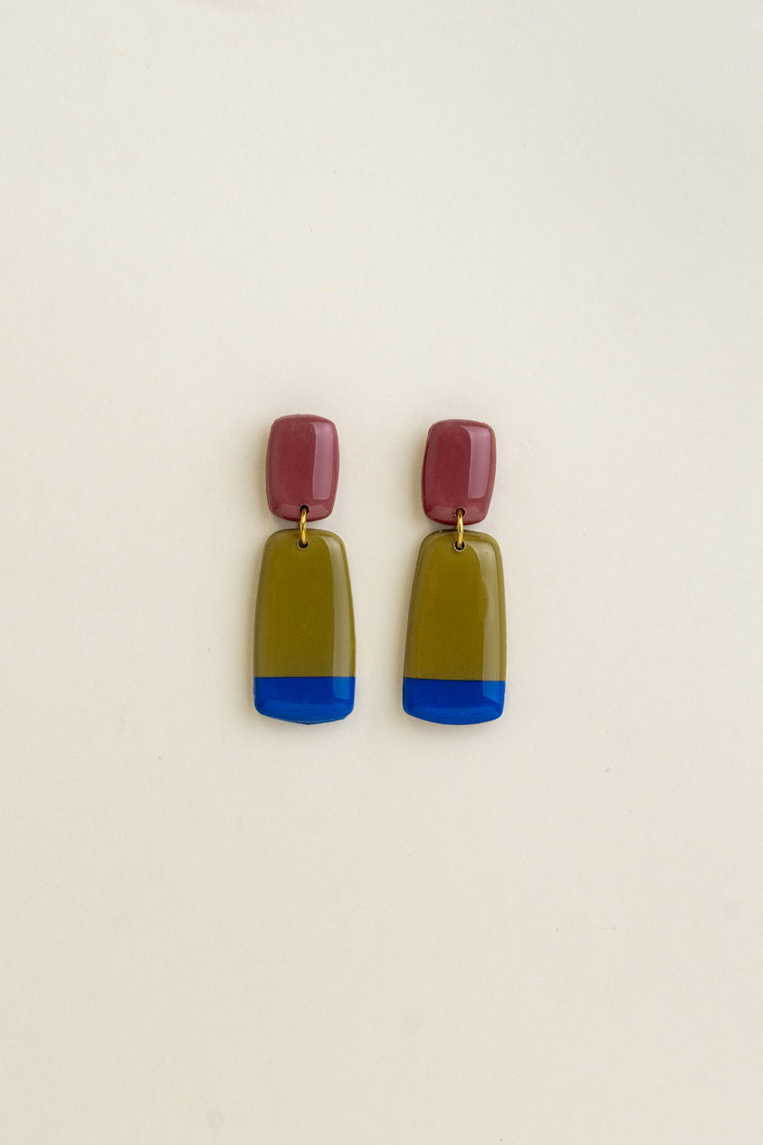 Earrings Juna - Mauve / Moss / Cobalt