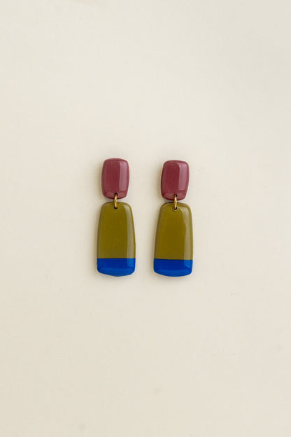 Earrings Juna - Mauve / Moss / Cobalt