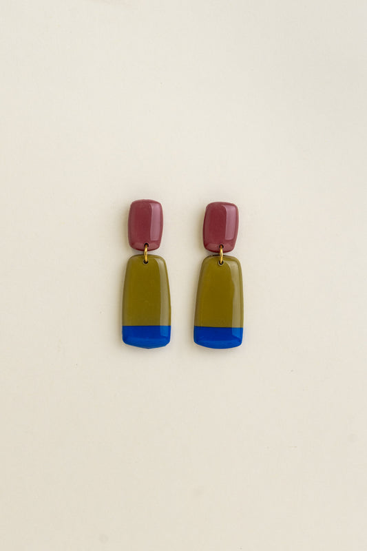 Earrings Juna - Mauve / Moss / Cobalt