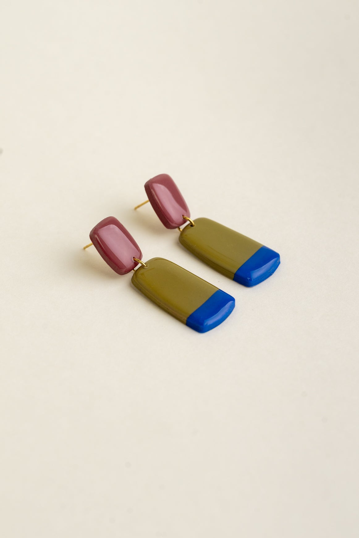 Earrings Juna - Mauve / Moss / Cobalt