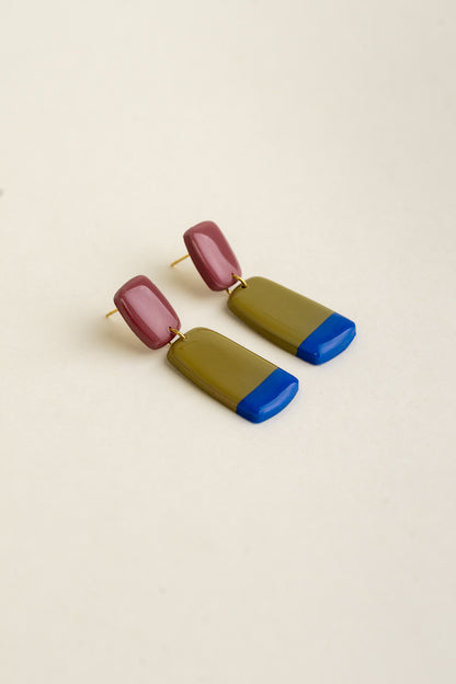 Earrings Juna - Mauve / Moss / Cobalt