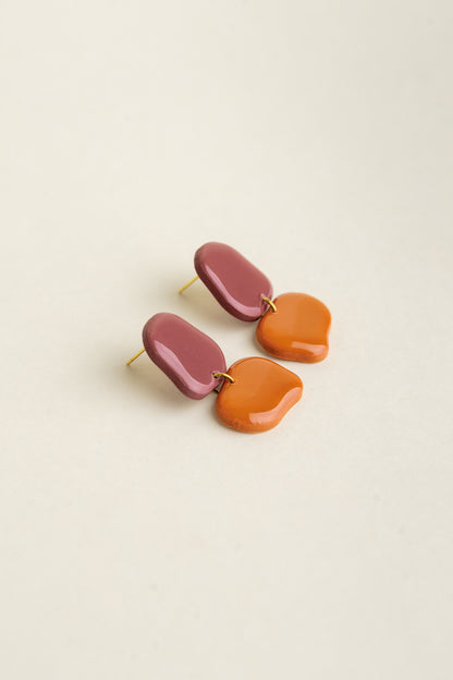 Earrings Lena - Mauve / Tangerine