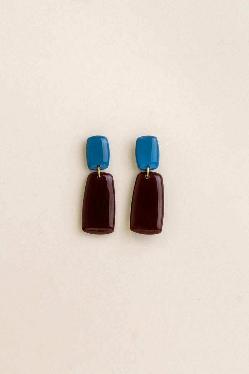 Earrings Juna - Azure / Brown