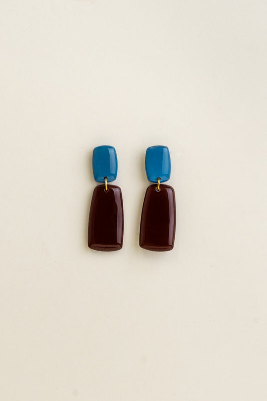 Earrings Juna - Azure / Brown