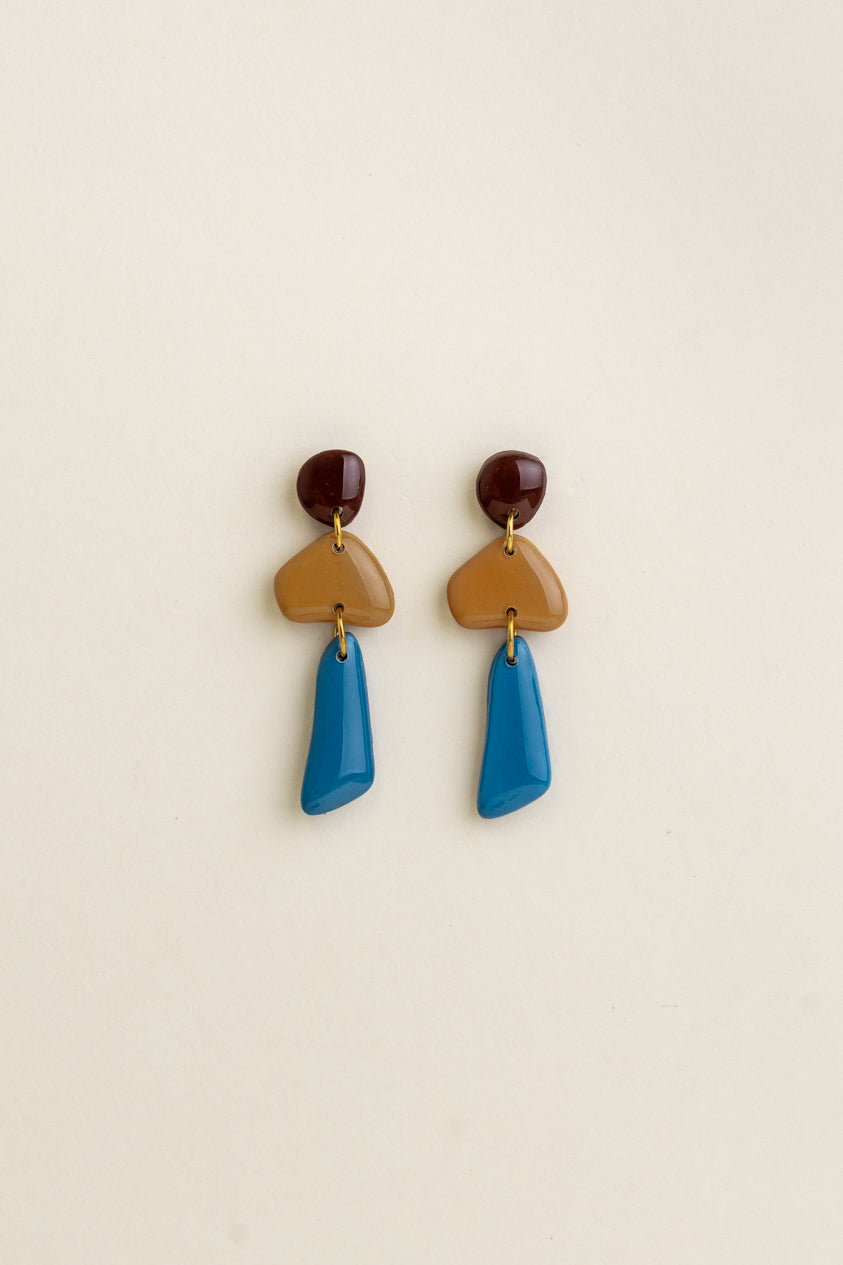 Earrings Luna - Brown / Mustard / Azure