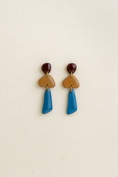 Earrings Luna - Brown / Mustard / Azure