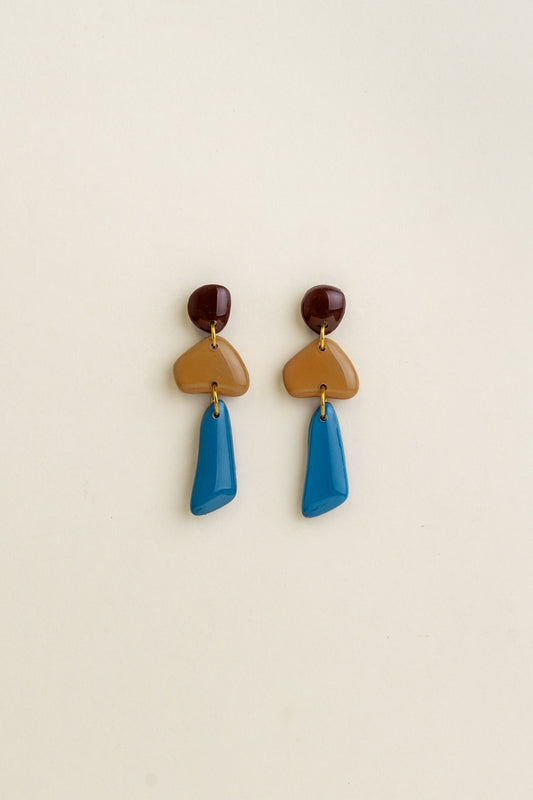 Earrings Luna - Brown / Mustard / Azure