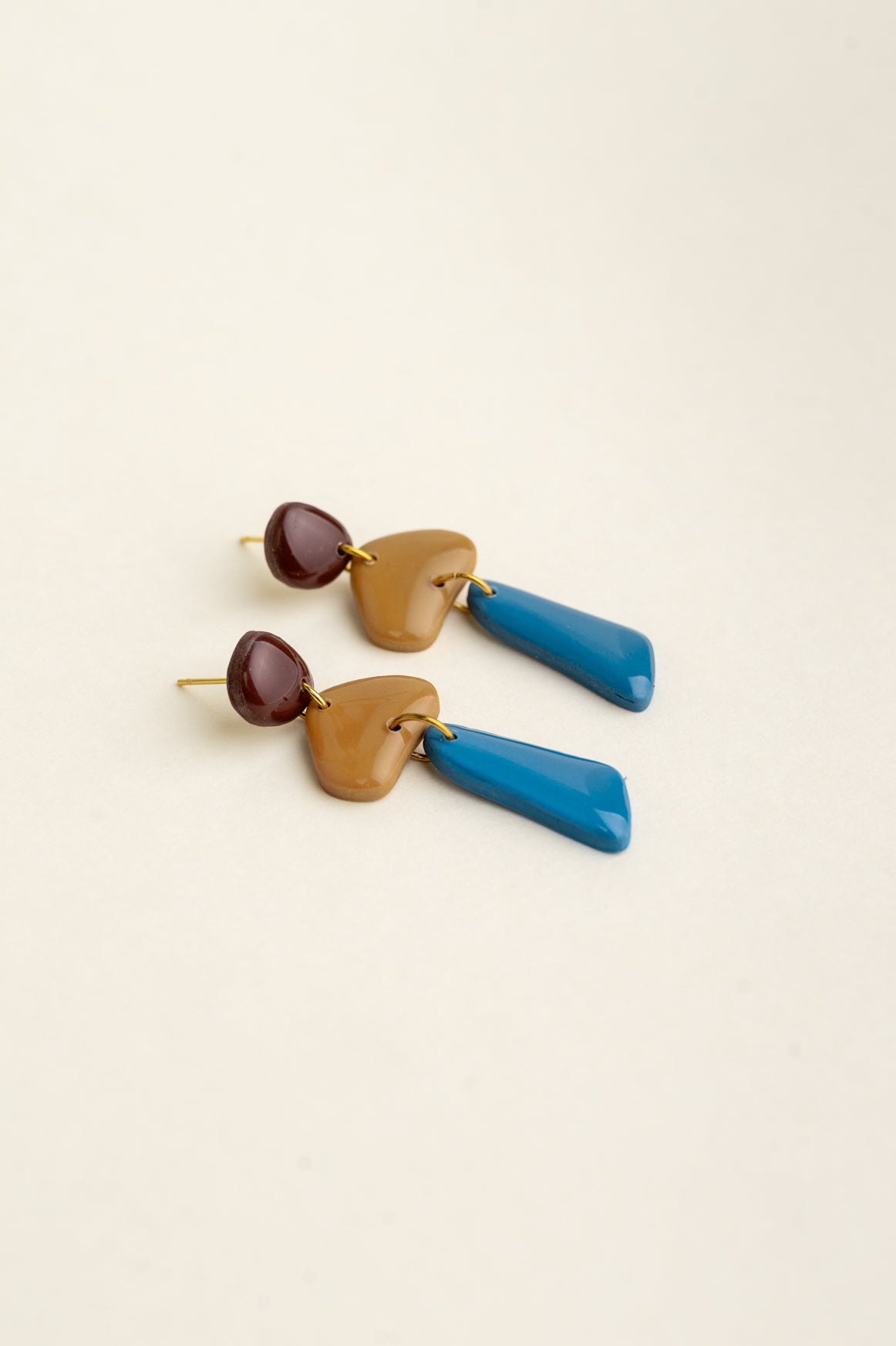 Earrings Luna - Brown / Mustard / Azure