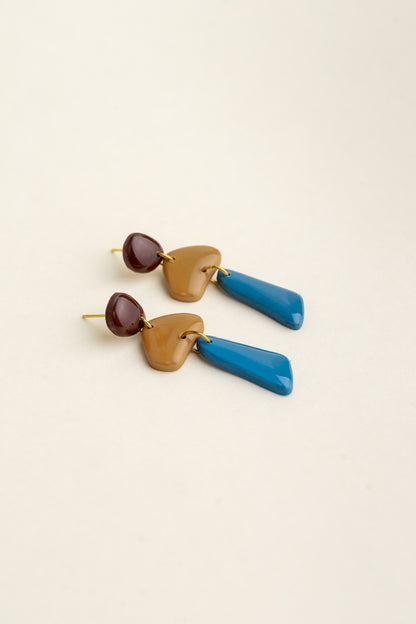 Earrings Luna - Brown / Mustard / Azure