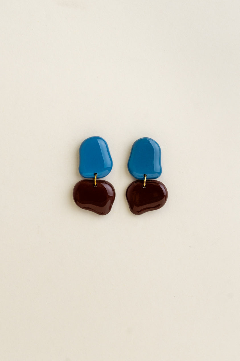 Earrings Lena - Azure / Brown