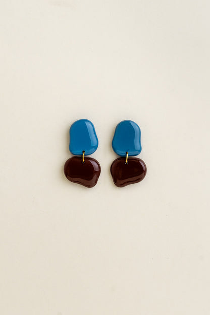 Earrings Lena - Azure / Brown