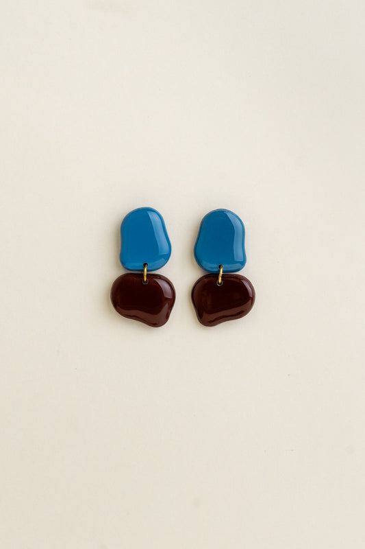 Earrings Lena - Azure / Brown