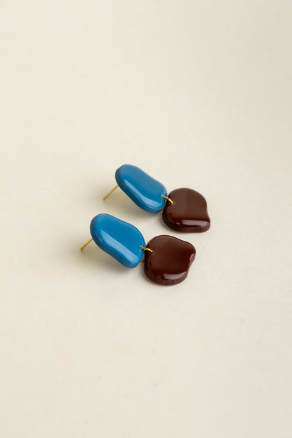 Earrings Lena - Azure / Brown