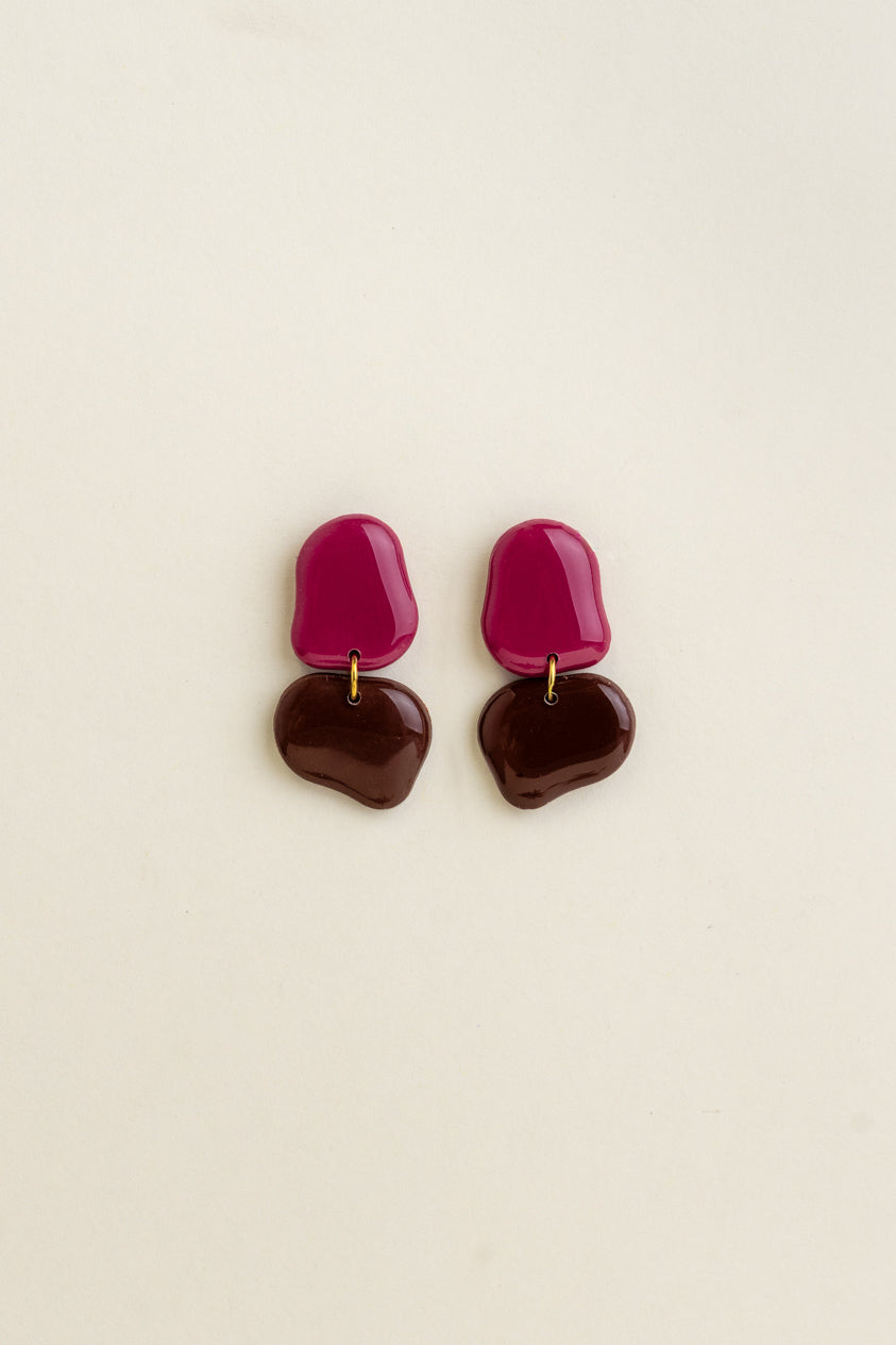 Earrings Lena - Berry / Brown