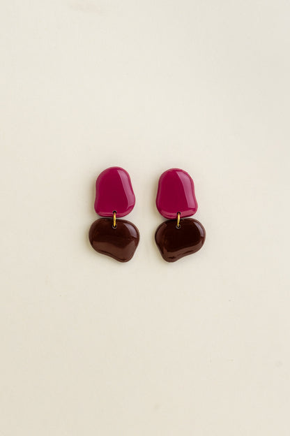 Earrings Lena - Berry / Brown