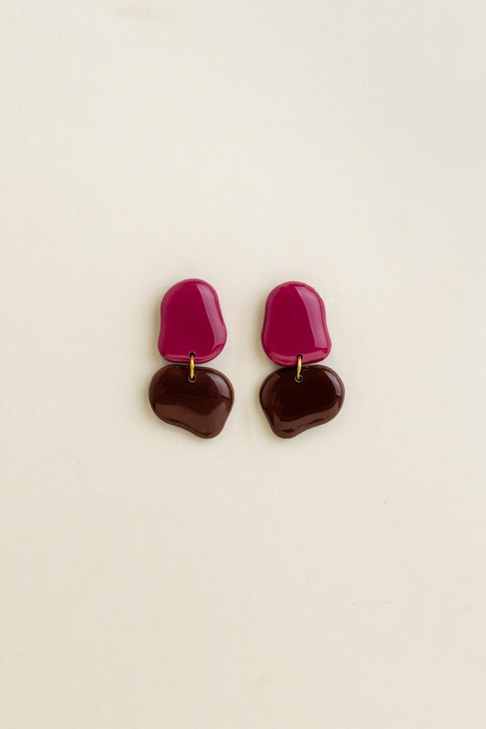 Earrings Lena - Berry / Brown