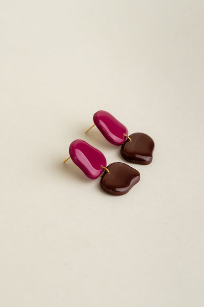Earrings Lena - Berry / Brown
