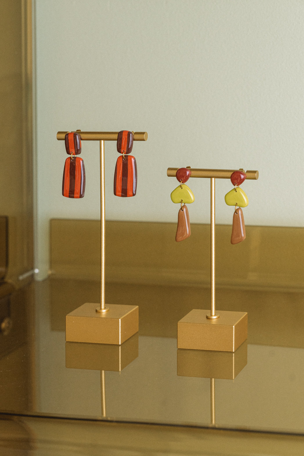 Earrings Luna - Burgundy / Lime / Cinnamon